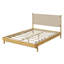 Cadre de lit plateforme en bois d'hévéa de qualité supérieure, cadre de lit grand avec tête de lit inclus, lit Mid-Century moderne de couleur beige-1450740714