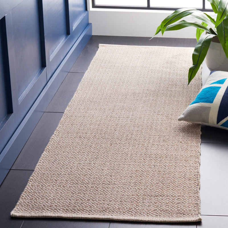 Tapis ivoire / beige en coton tissé à la main Bester, Carré 6 pi