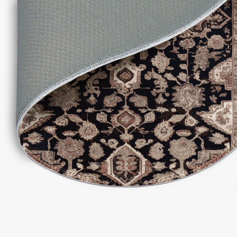 Tapis d'intérieur et d'extérieur brun Persian, Rond 5 pi