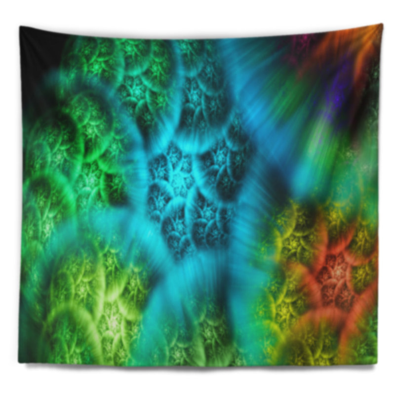 Tapisserie de ciel abstrait avec nuages verts bibliques, H 78 po x l 92 po