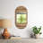 Mirror Mango Wood and Glass Arched Boho Design 34"x18"x1" Brown with Carved Woodgrain Texture for Home Office Bedroom Living Room Wall Decor Vertical Hanging Oval Frame Rustic Finish.