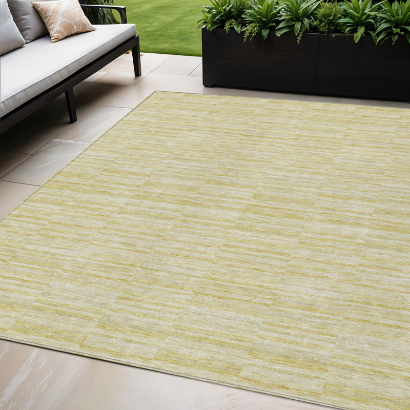 Tapis extérieur lavable rayé blé et brun clair 5 pi x 8 pi