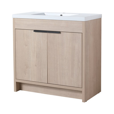 Meuble-lavabo autoportant 36 po avec poignées en métal - imitation chêne couleur Bvb02436imo