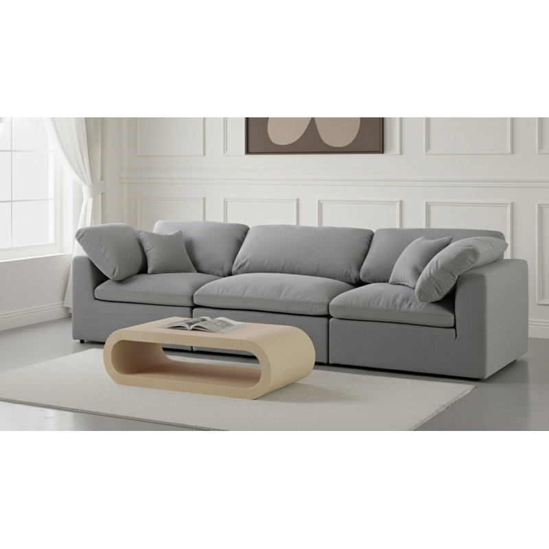 Burrows Upholstered Sofa, Grey Linen Textured Fabric
