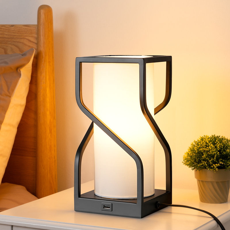 Burdena Metal Touch Control Table Lamp with USB and Bulb Included, White
