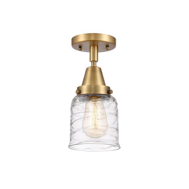 Amede Glass Flush Mount, Brushed Brass, 10" H x 5" W x 5" D, Deco Swirl