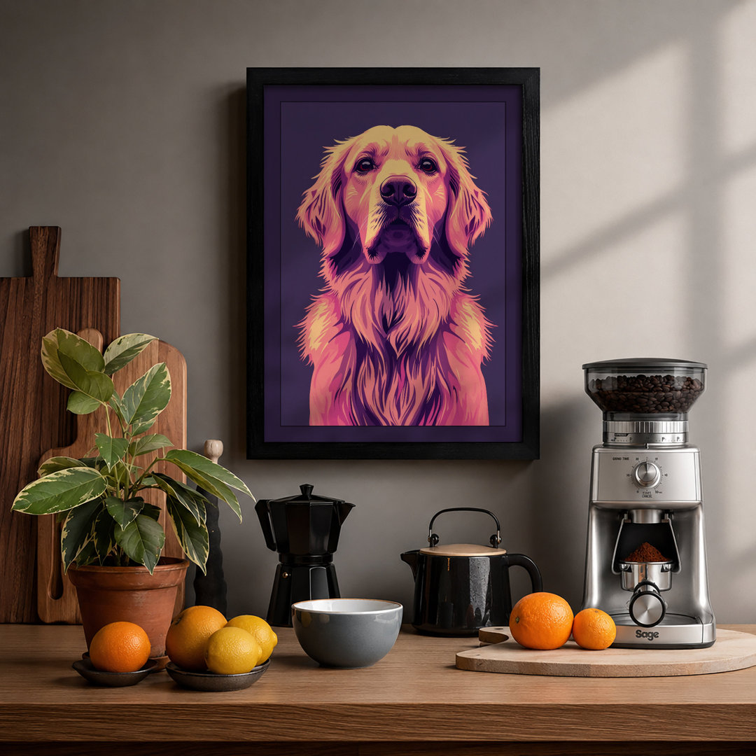 Golden Retriever Portrait Modern - Framed Print