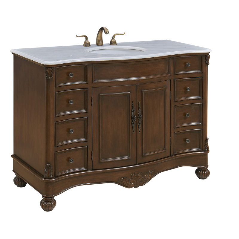 Ensemble de meuble-lavabo simple 48 po Mannie, Teck, Blanc