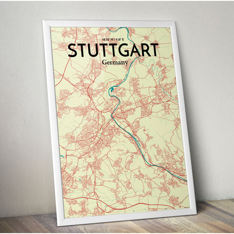 Stuttgart City Map - No Frame Print, 61cm H x 45.7cm W x 0.1cm D