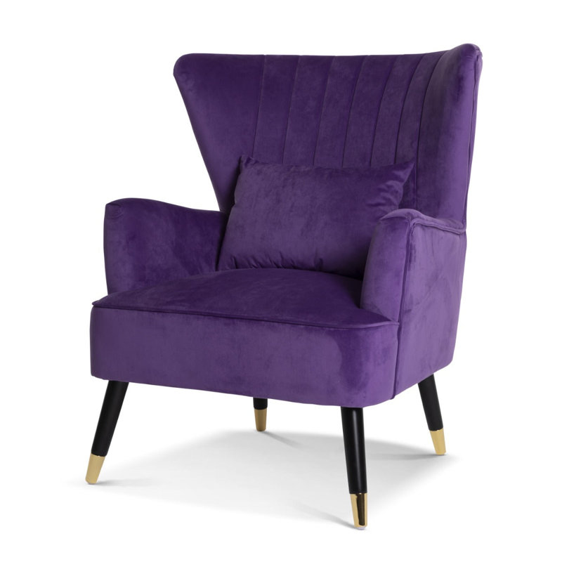 Nettey Upholstered Wingback Chair, Purple, Velvet
