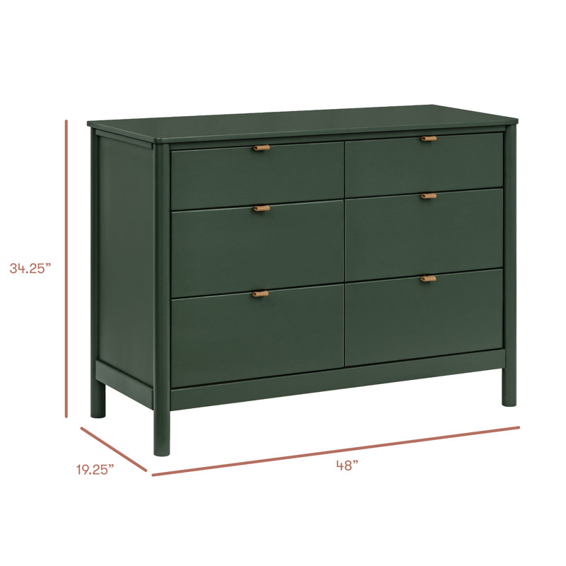 Bondi 6 Drawer Double Dresser, Green