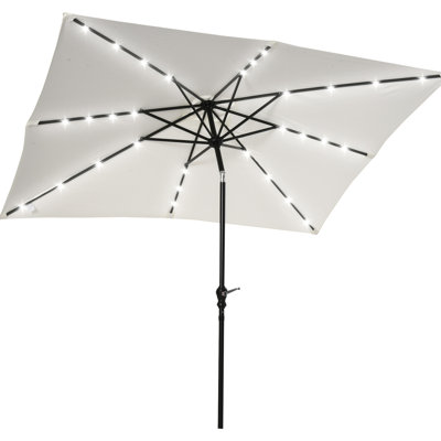 9' X 7' Led Solar Umbrella - Tilt & Crank, Outdoor Shade For Making Areas More Enjoyable In Garden, Etc Patio With Lights 7', Functionality, Different Environments