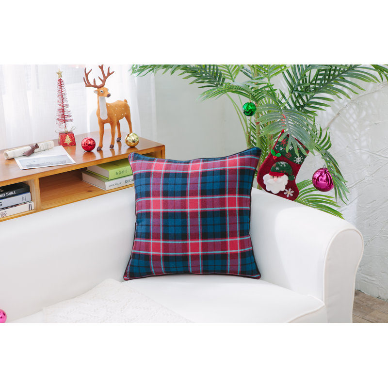 Plaid Cotton Throw Pillow, 20" X 20"