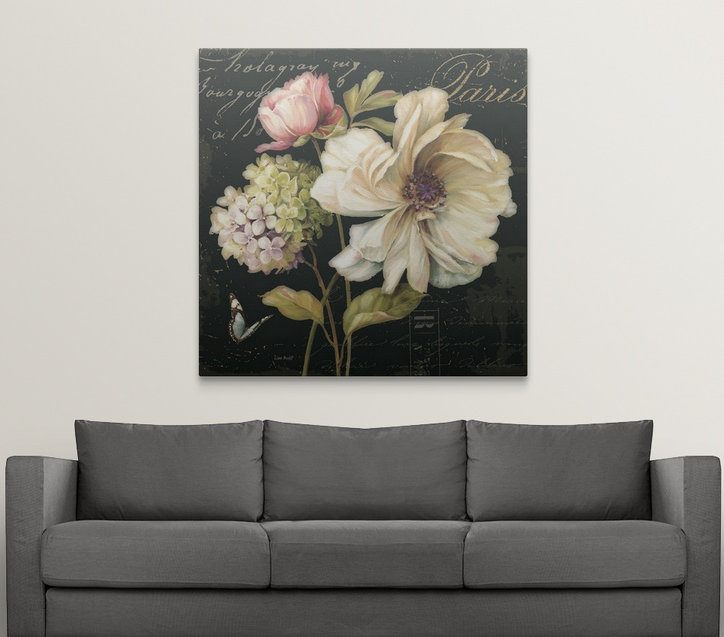 "Marche de fleurs de fleurs sur noir II" par Lisa Audit, impression, H 30 po x l 30 po, Toile tendue, Sans cadre