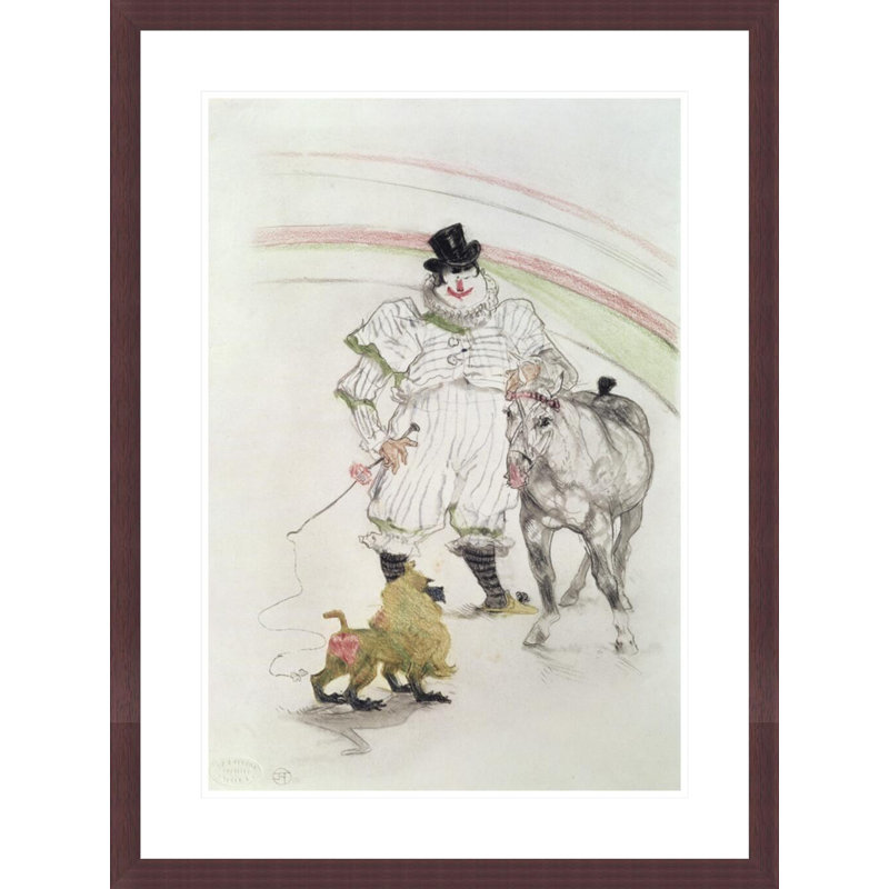 Au cirque: cheval et singe performant par Henri de Toulouse-Lautrec - Impression Giclée encadrée, H 29,5 po x l 22,2 po