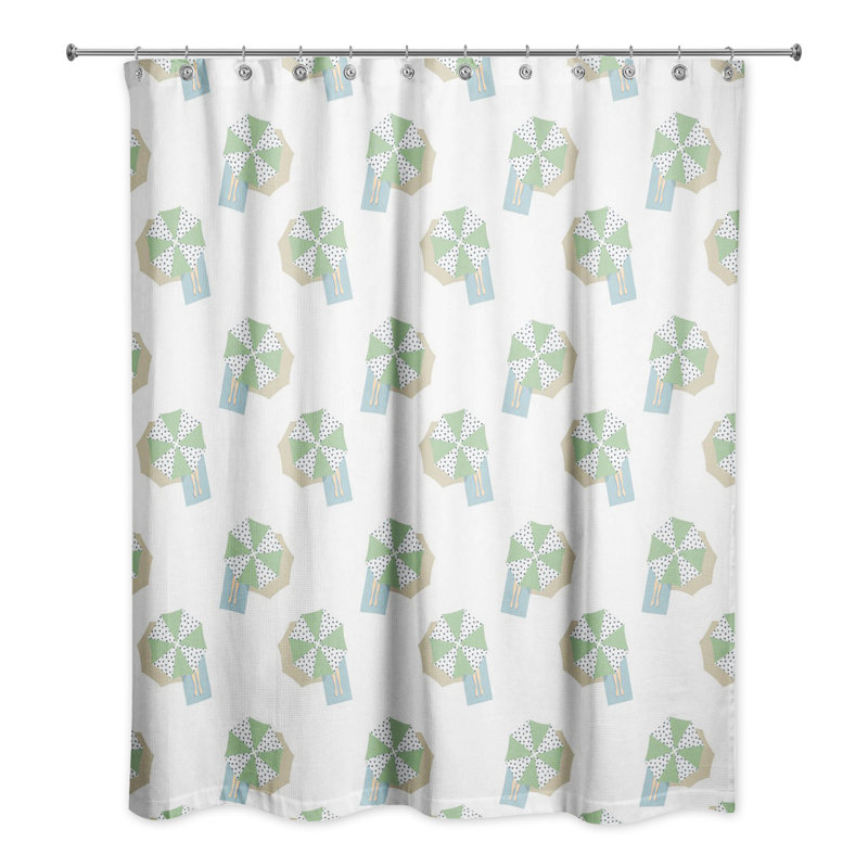 Rideau de douche simple en polyester Ahona, Blanc/vert
