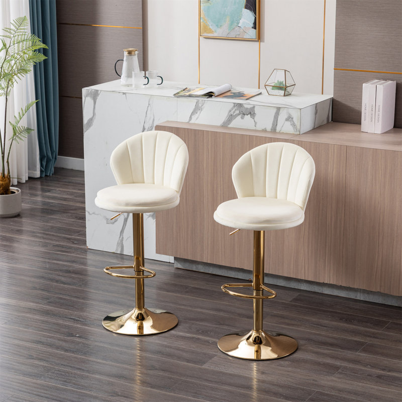 Ensemble de 2 tabourets de bar, Crème, crème