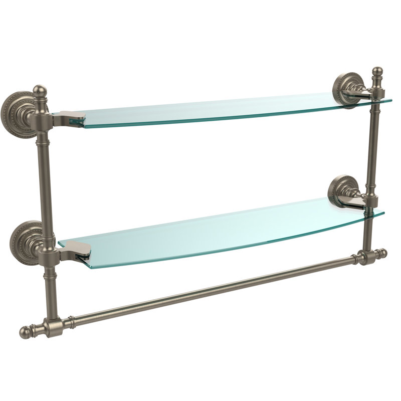 Godinez 2 Piece Tiered Shelf with Towel Bar, 28", Antique Pewter