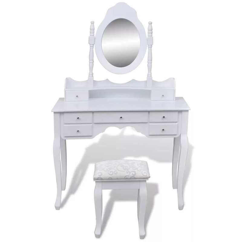 Ensemble coiffeuse avec tabouret et miroir Foster