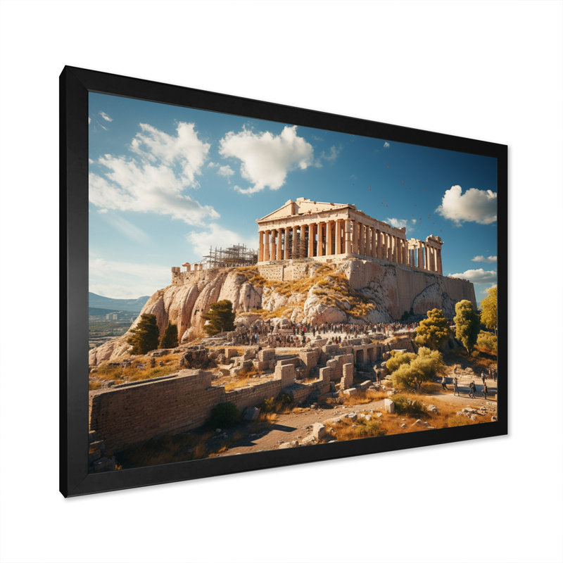 " Greece Acropolis Majesty ", H 30 po x l 40 po, Cadre simple noir