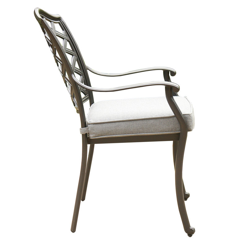 Chaise de patio d'extérieur en aluminium avec coussin, ensemble de 2