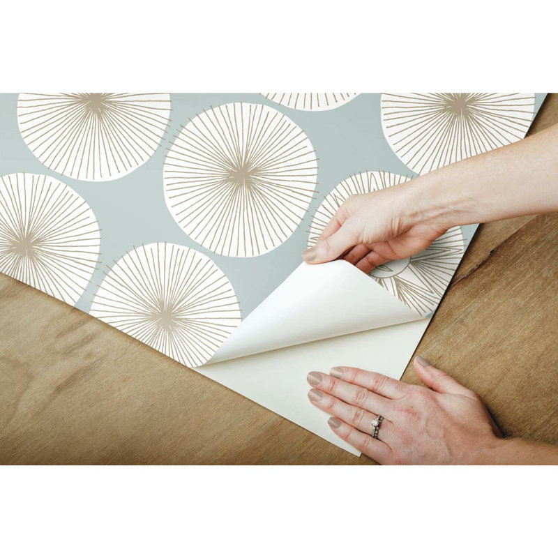 Geometric Peel & Stick Wallpaper Roll, Light Blue/Glint