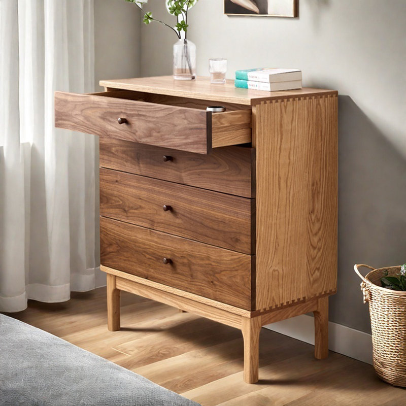 Modern Dovetail Joint Solid Wood Accent Cabinet