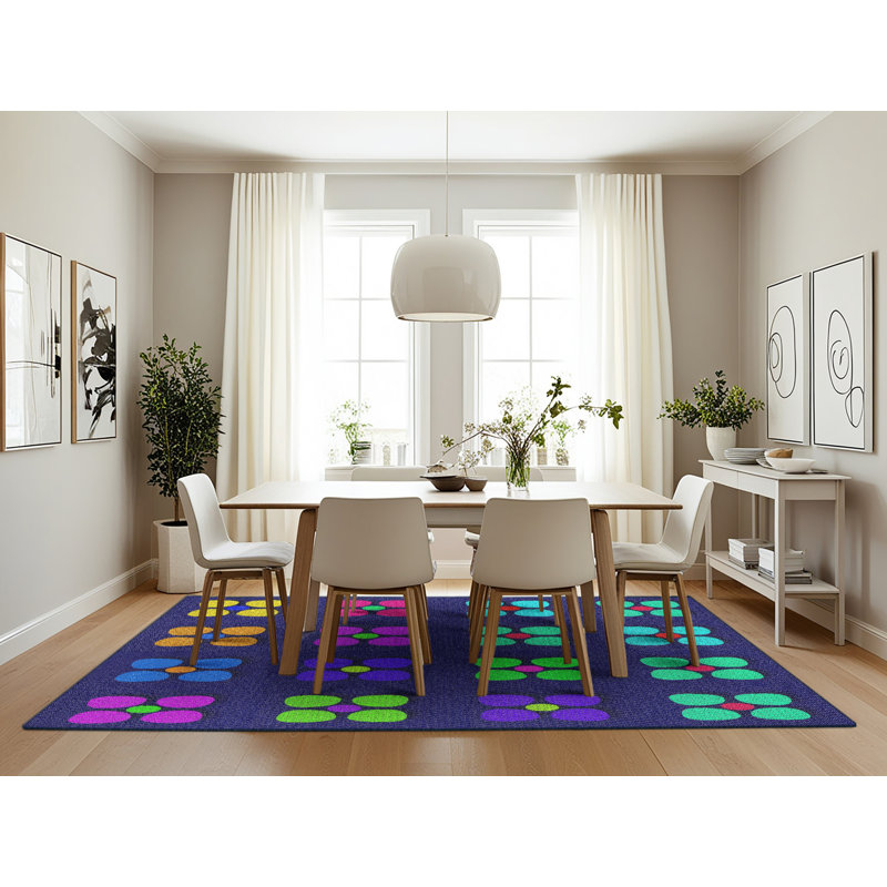 Tapis mauve/bleu à tisser électrique, Rectangle 7 pi x 10 pi