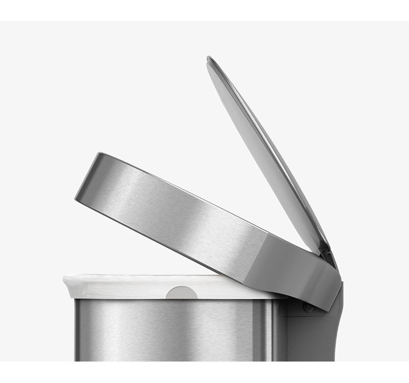 Simplehuman 45L Semi-Round Step Can with Liner Pocket, Brushed Stainless Steel, Brushed Stainless Steel