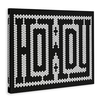 Art mural de style mosaïque en toile noire, design par lettré et doublé