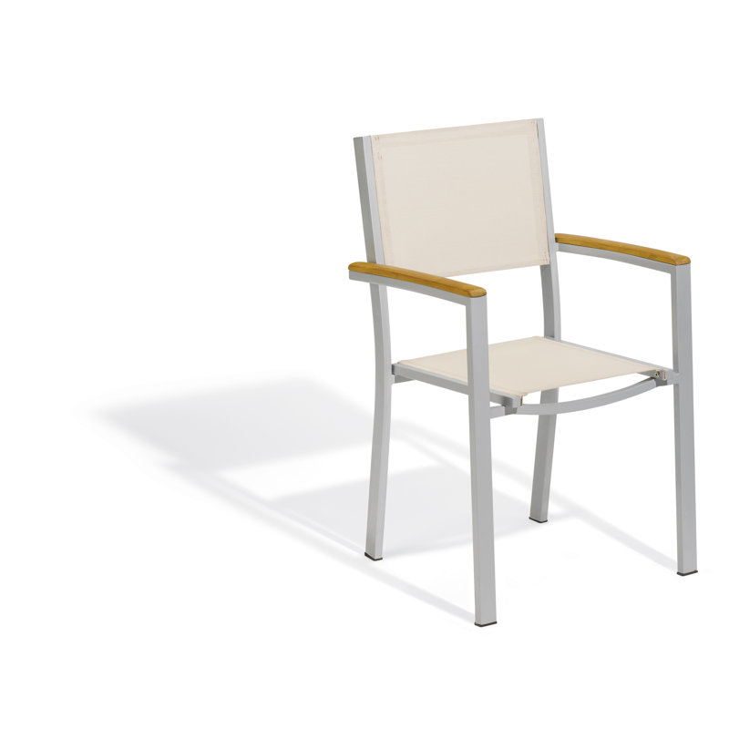 Travira Stacking Patio Dining Chair, Go Green, Tekwood Natural, Flint