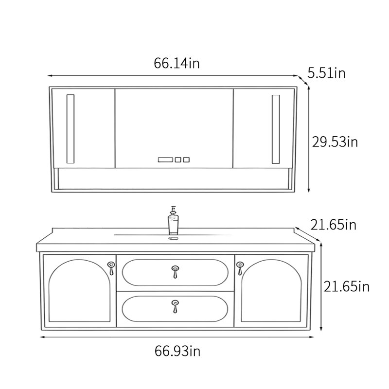 Chinese style bathroom cabinet light luxury, 21.65" H x 66.93" W x 21.65" D