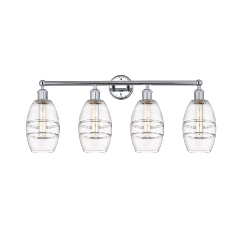 Éclairage pour meuble-lavabo à 4 lumières à intensité variable Dundrod, Transparent, Chrome poli