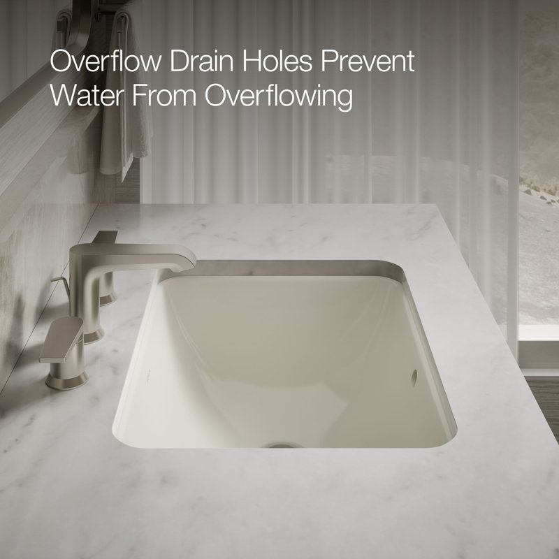 Caxton™ Kohler Rectangle 20-1/4" Undermount Bathroom Sink with Overflow, Biscuit