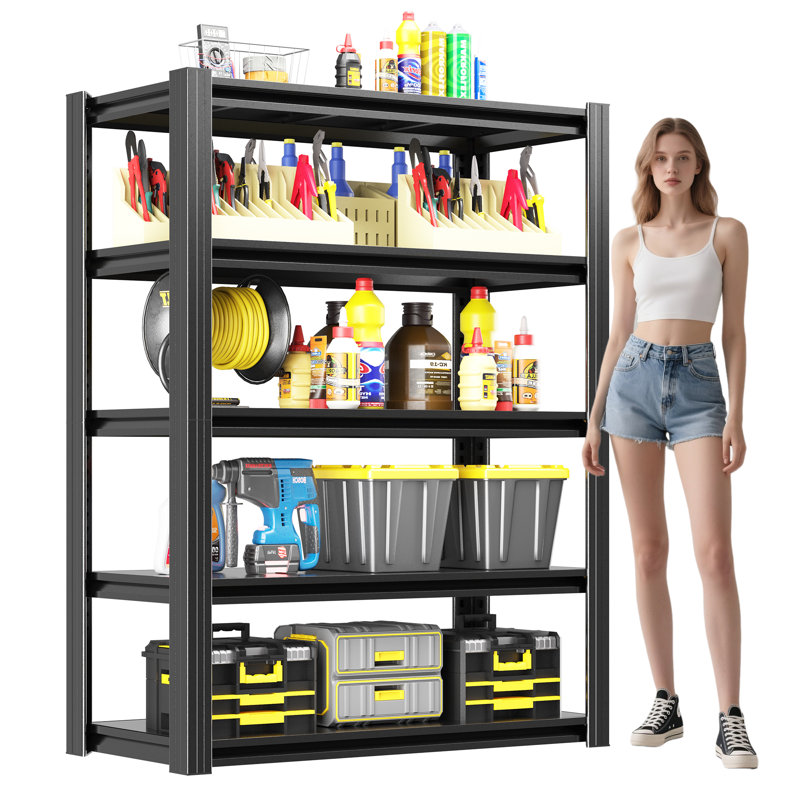 Étagères de rangement en métal à 5 niveaux - Support industriel avec tablettes réglables , L 31,5 po x P 15,7 po