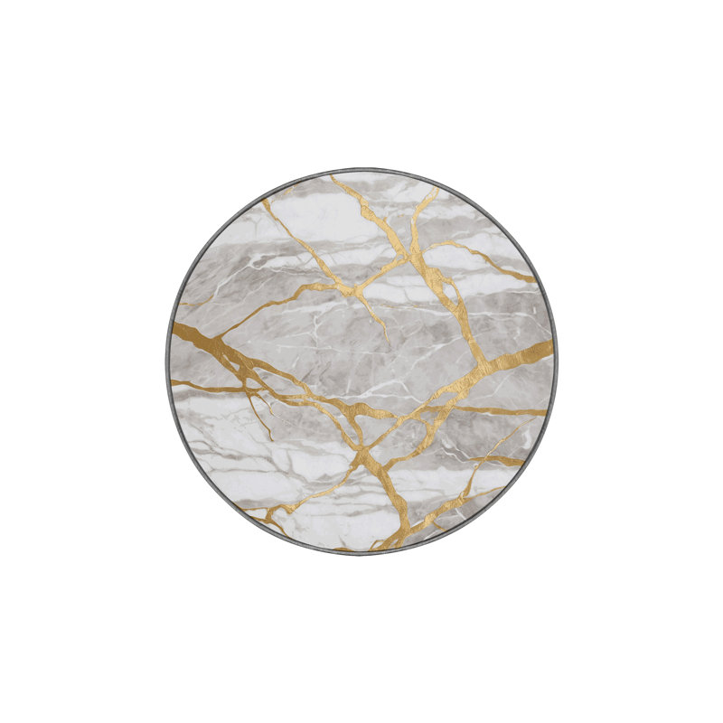 Tapis gris lavable à la machine, Rond 5 pi