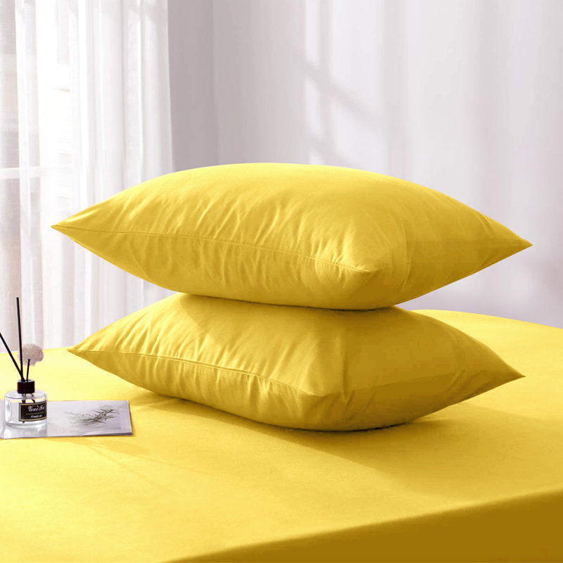 Jaramiah Super Soft Plain Microfiber PillowCase, Mustard