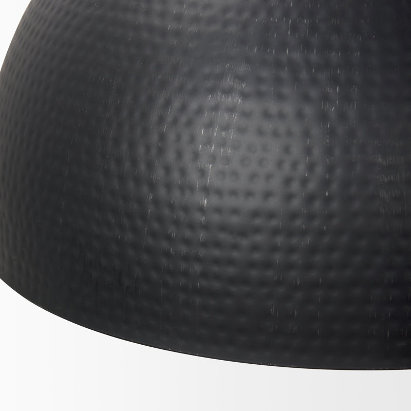 Cartie Hammered Metal Dome Pendant Light, Matte Black, Black, 17" H x 24" W x 24" D