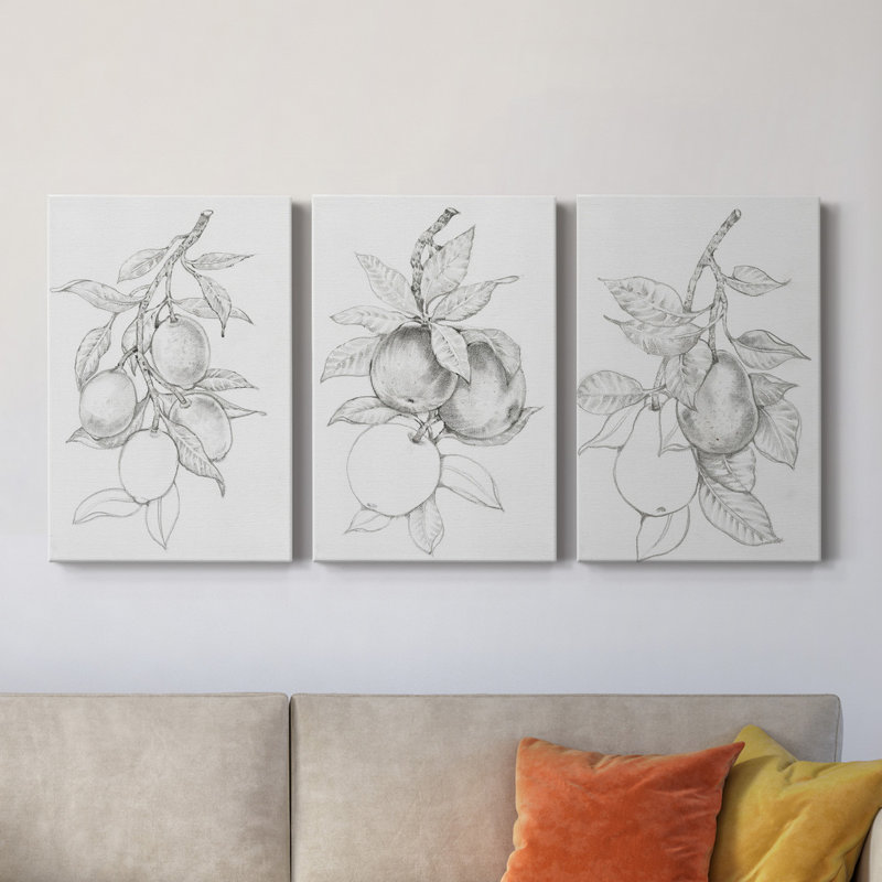 Branche de fruitier I, toile tendue avec châssis de qualité supérieure - prête à être accrochée, H 60 po x l 120 po x P 3 po