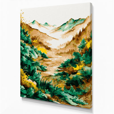 Aquarelle, paysage, 80, toile beige