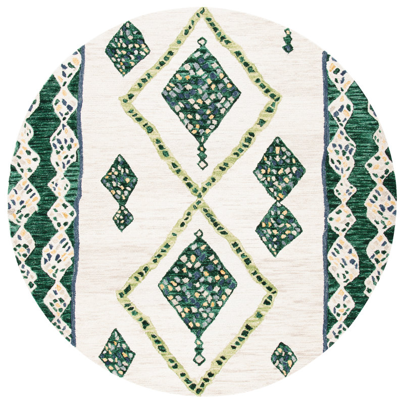 Hand Tufted Wool Southwestern Rug, Round 7'