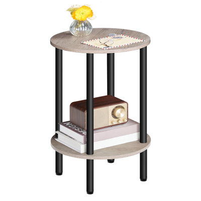 Industrial Round Table - 2-Tier Metal Frame Side Table for Living Room by 17 Stories