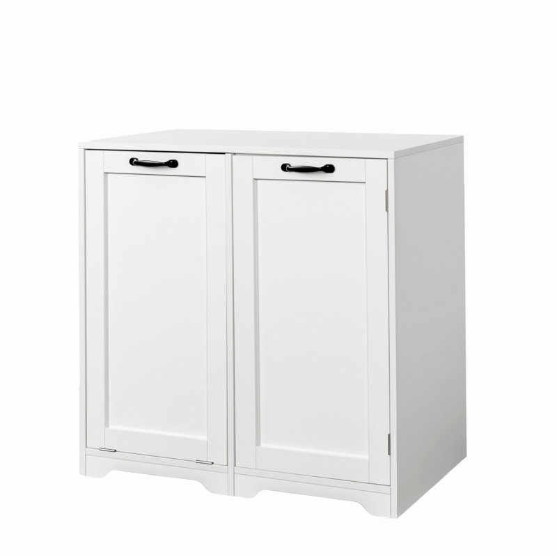 Laundry Cabinet With Doors And Shelf, Tilt-Out Laundry Hamper, Freestanding Style,  Adjustable Shelf