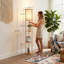 63.8" Column Floor Lamp With Solid Wood Shelves(Bulb Included)