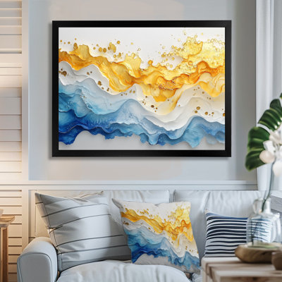 Luyster Blue Yellow Dream Lines II - vagues côtières, art mural