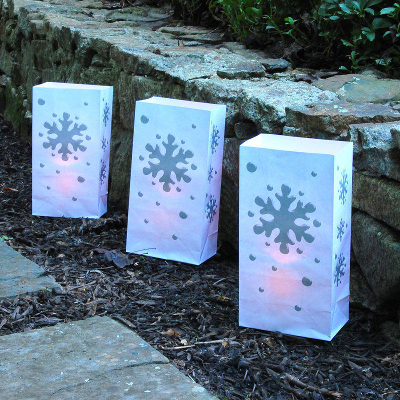 Sacs en papier Luminaria, flocon de neige - 24 unités