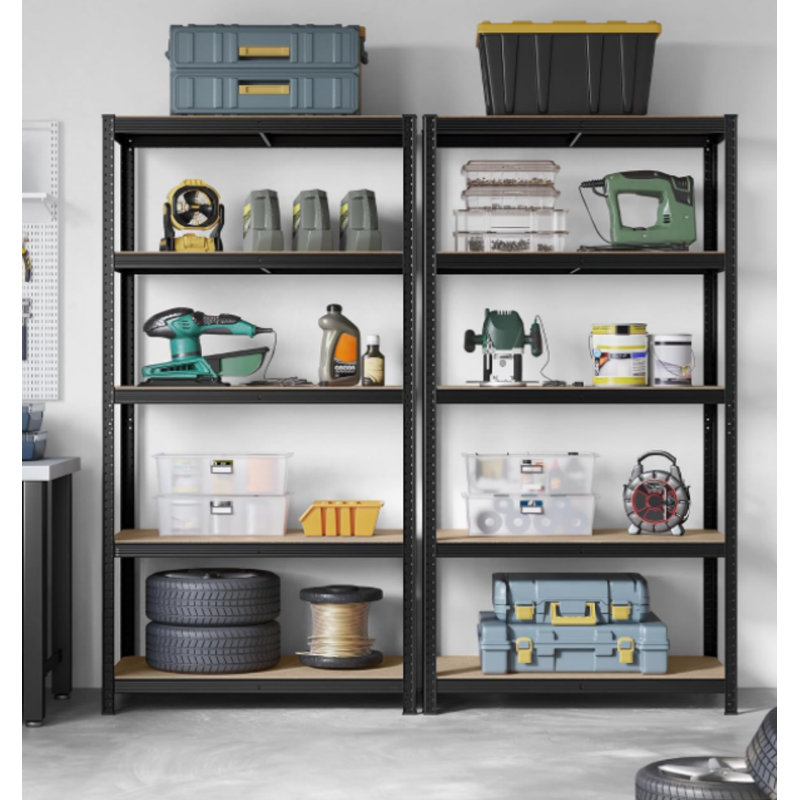 Kris Metal Height -Adjustable Shelving Unit, Black, 200cm H x 50cm W x 100cm D