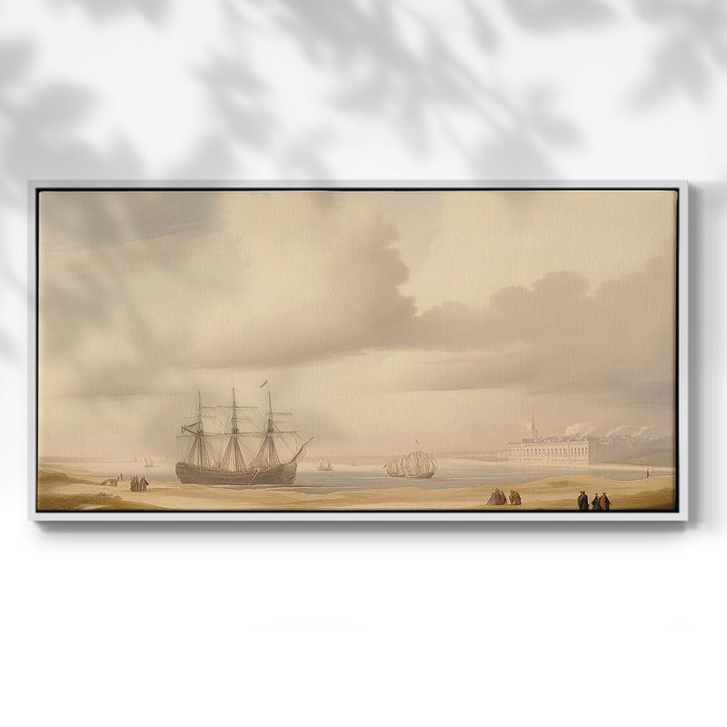 Série nautique - Cxxxi - Toile tendue avec châssis encadré - Prêt à être accroché, H 17 po x l 33 po, Blanc