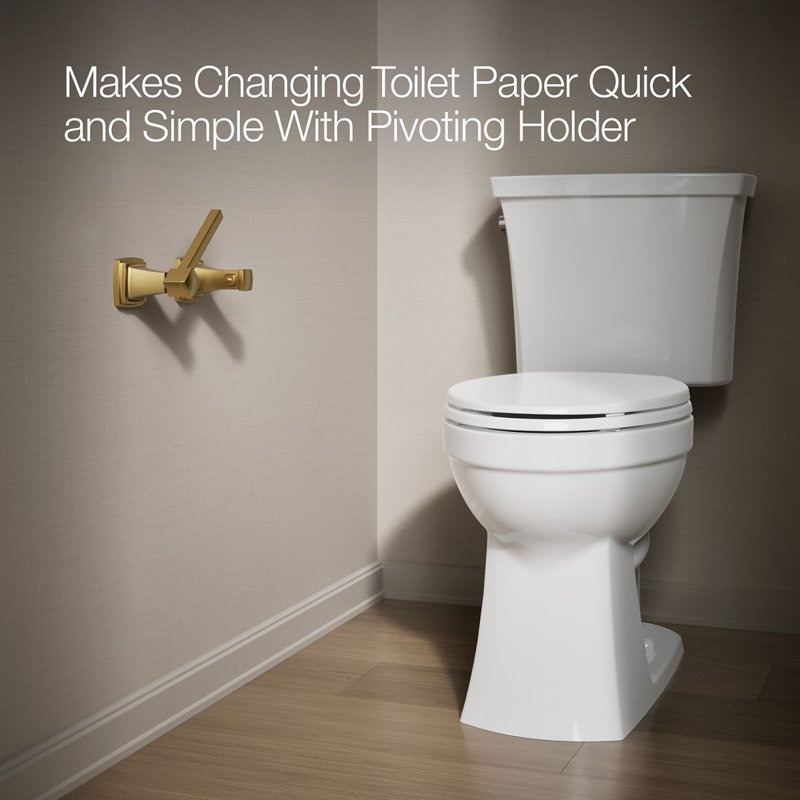 Riff Pivoting Toilet Paper Holder, Gold