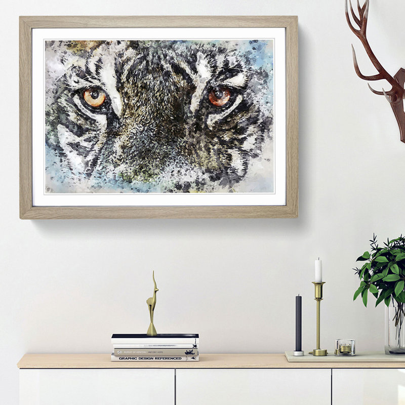 Eye of the Tiger in Abstract - Picture Frame Painting Print, Oak Framed, 36cm H x 48cm W x 2cm D